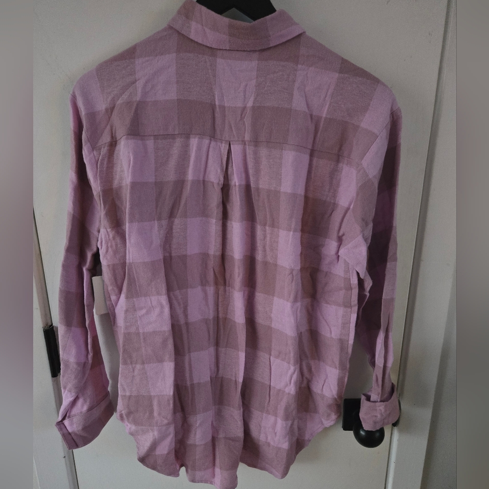 Abound Casual Purple Plaid Shirt Size S - Picture 5 of 5